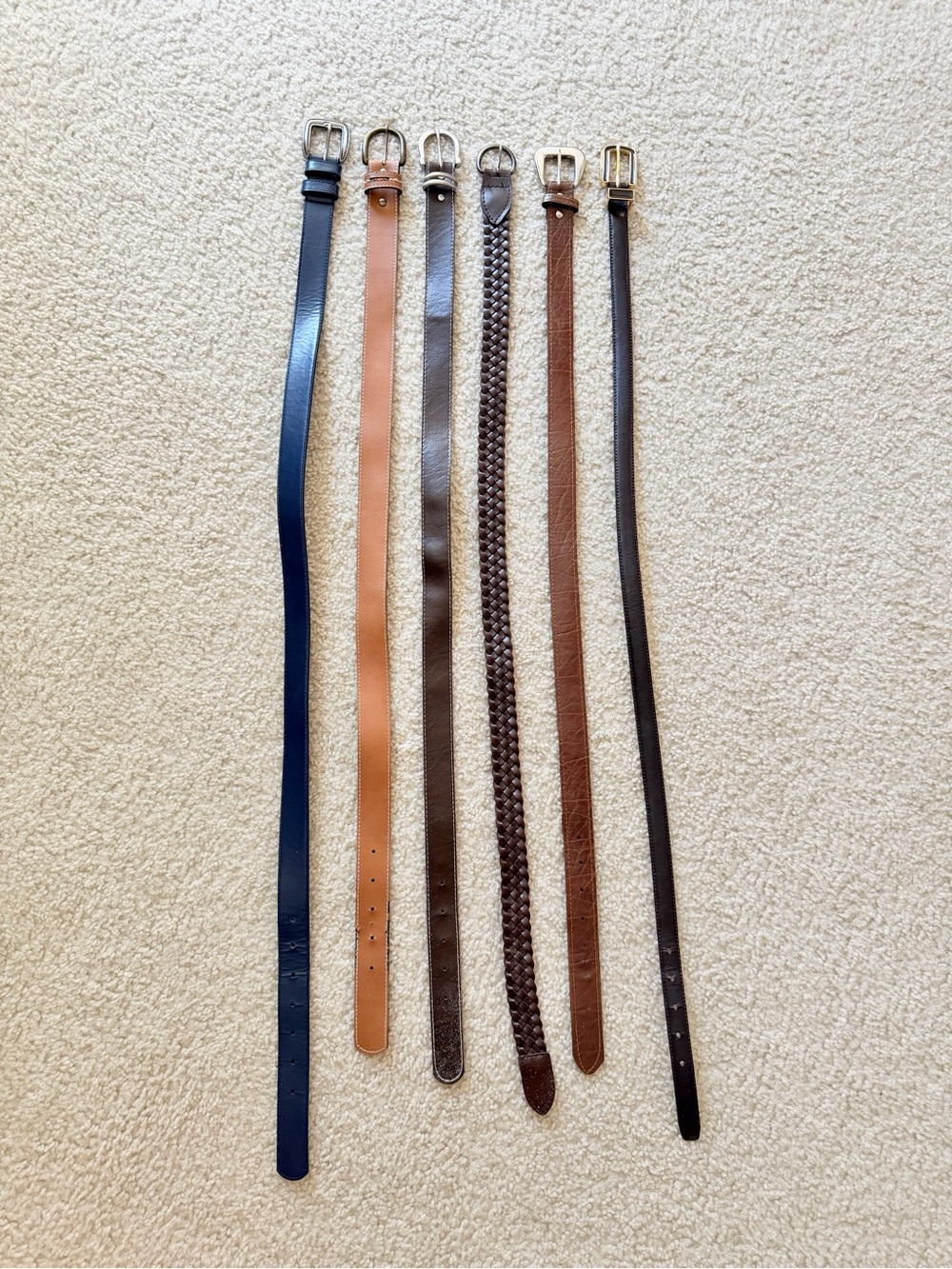 Women’s Leather Belt Assortment Bundle - Brown, Tan, Black, Navy Blue
